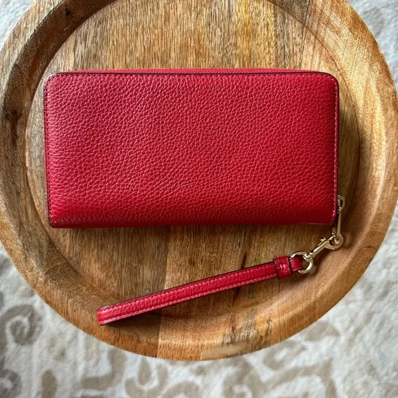 Coach Red Leather Wallet with Gold Accents - Picture 2 of 4